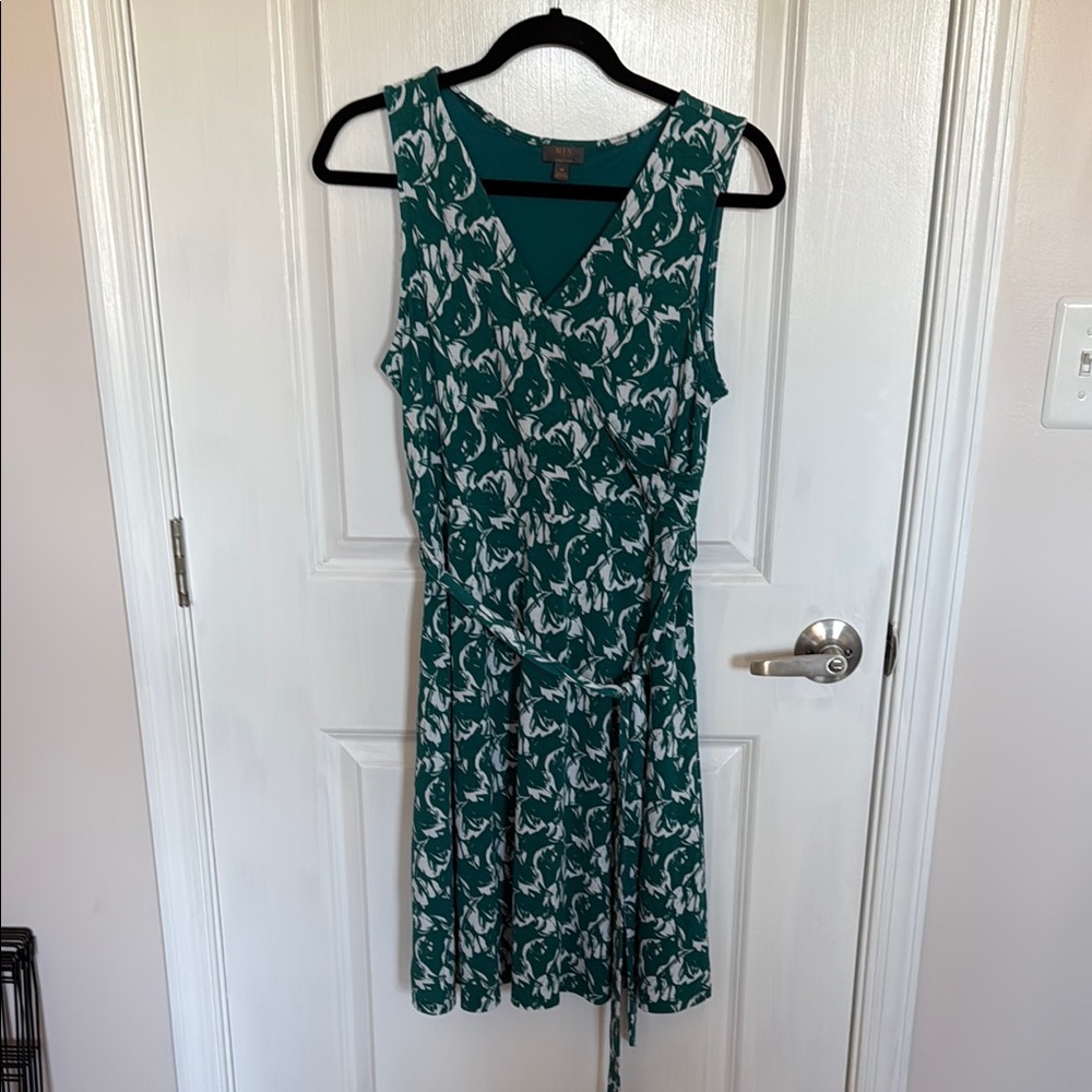 Green and White Sleeveless Dress